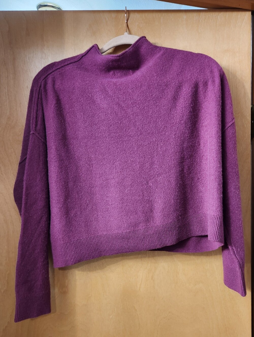 Pilcro 100% Cashmere Magenta Cropped Sweater Size Small - Picture 2 of 5
